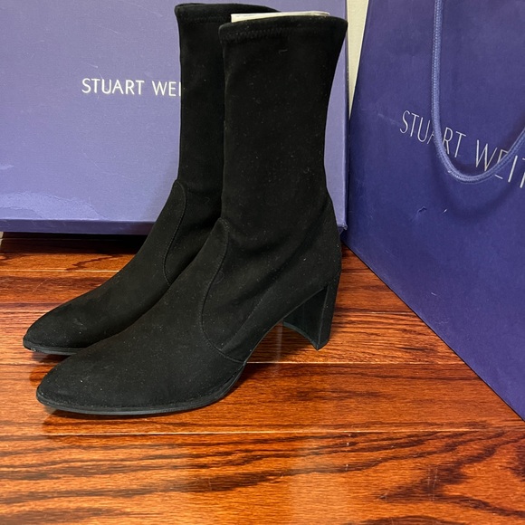 BNIB Stuart Weitzman Prancer Black Suede Boots - Picture 2 of 6